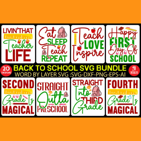 Back To School SVG Bundle main cover.