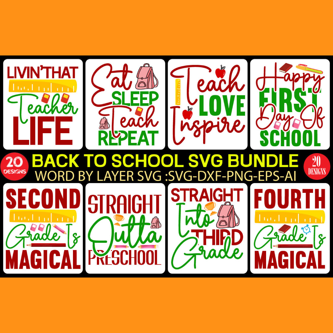 Back To School SVG Bundle main cover.