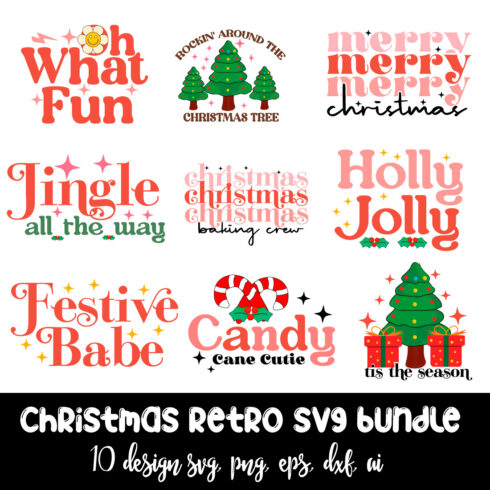 Christmas Retro SVG Bundle main cover.