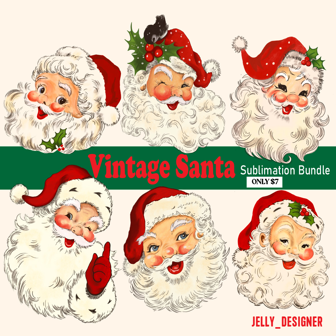Vintage Santa Sublimation Bundle cover image.