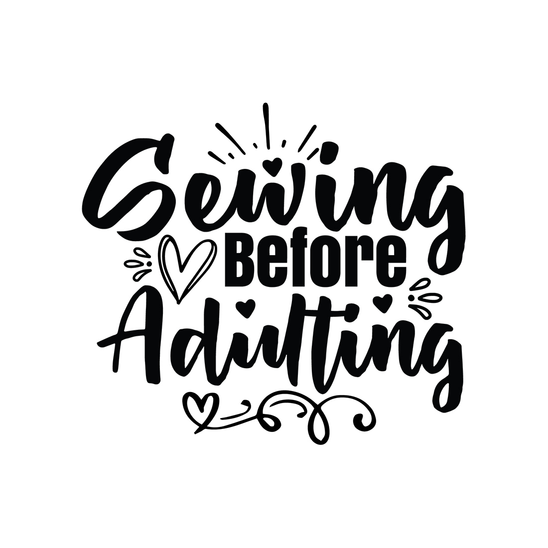 Sewing Before Adulting Typography SVG cover image.