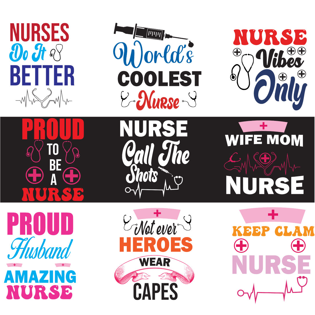 A pack of beautiful images for prints on the theme of nurses