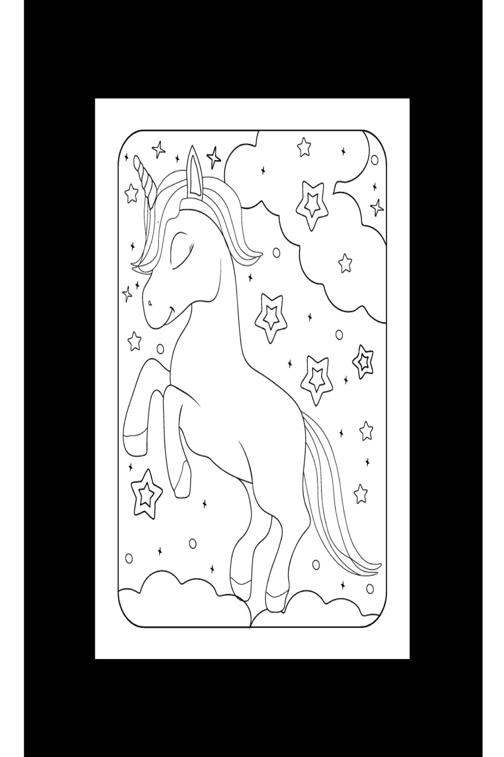 Coloring Unicorn Page Design pinterest image.