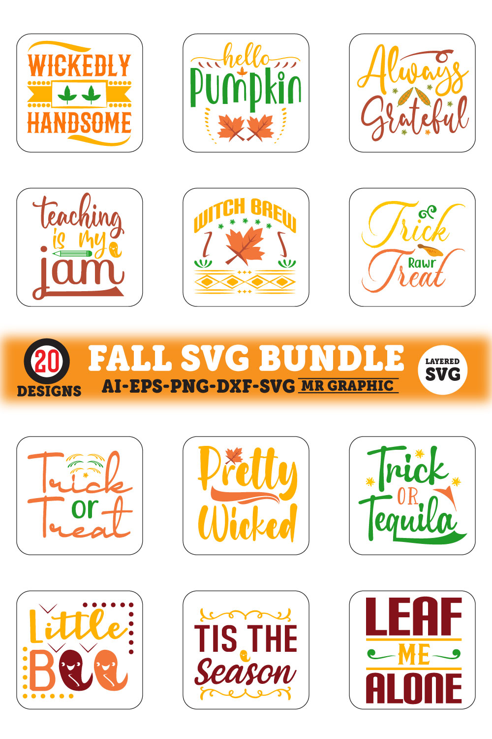 Fall Quotes SVG Design Bundle pinterest image.