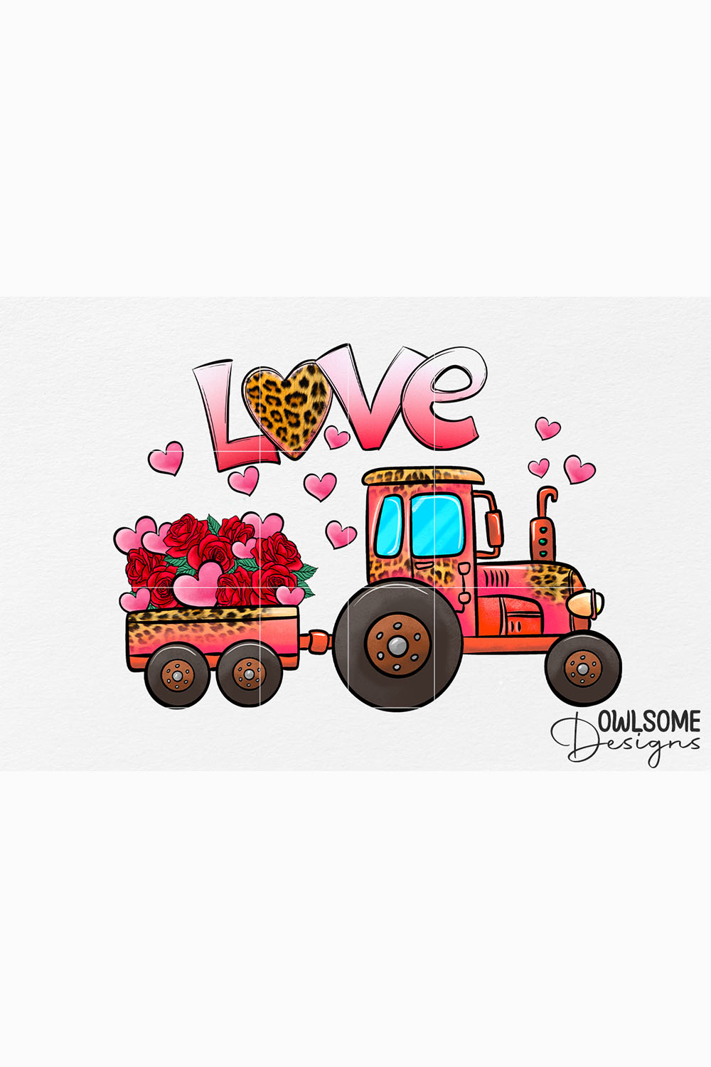 Love Tractor Valentine PNG Sublimation pinterest image.