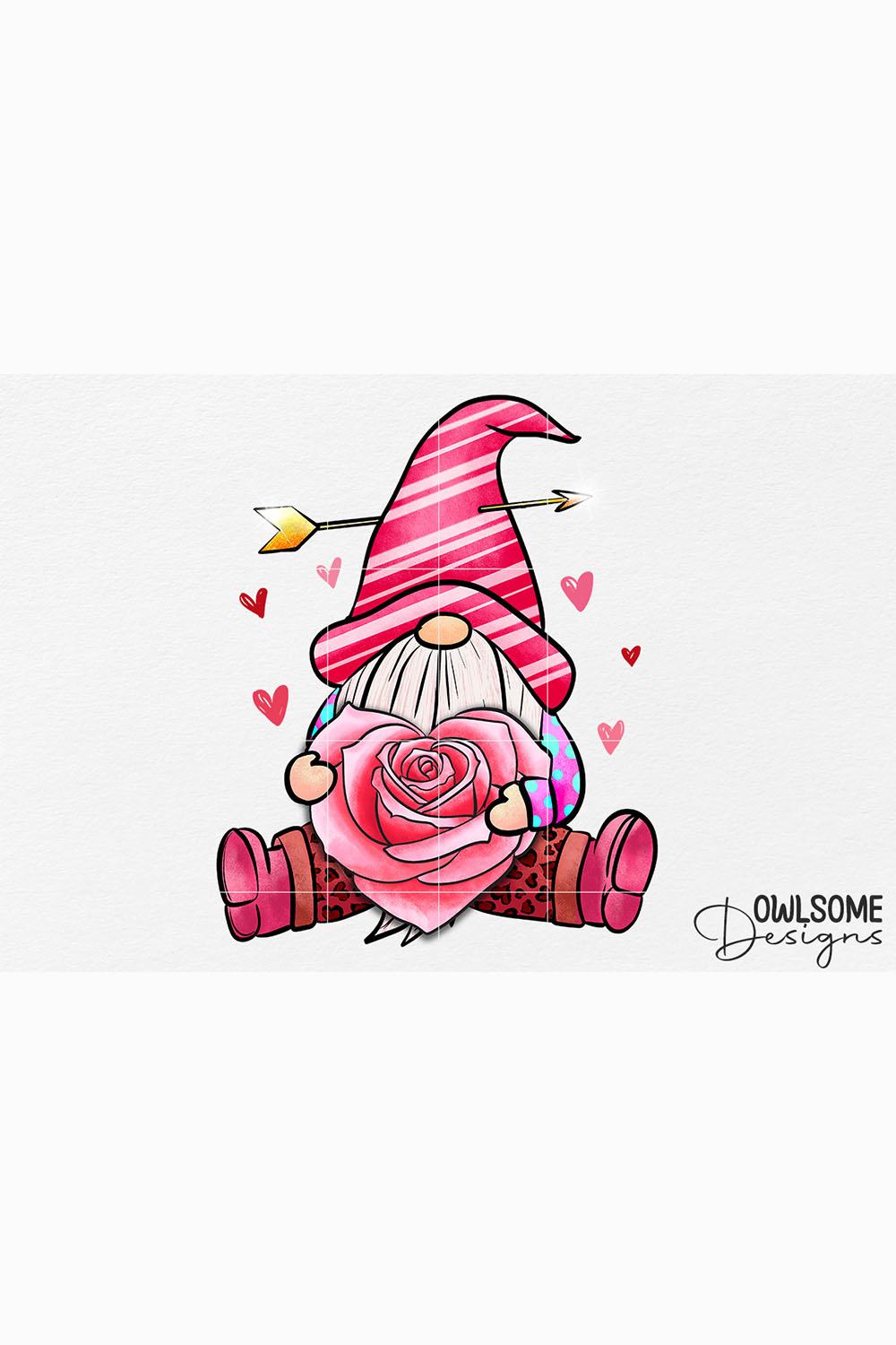 Gnome Valentine Sublimation PNG Design pinterest image.