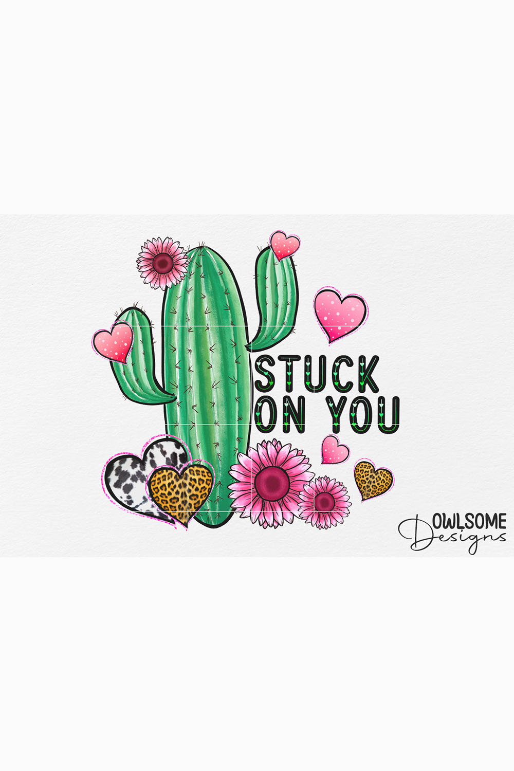 Funny Cactus Valentine PNG Sublimation pinterest image.