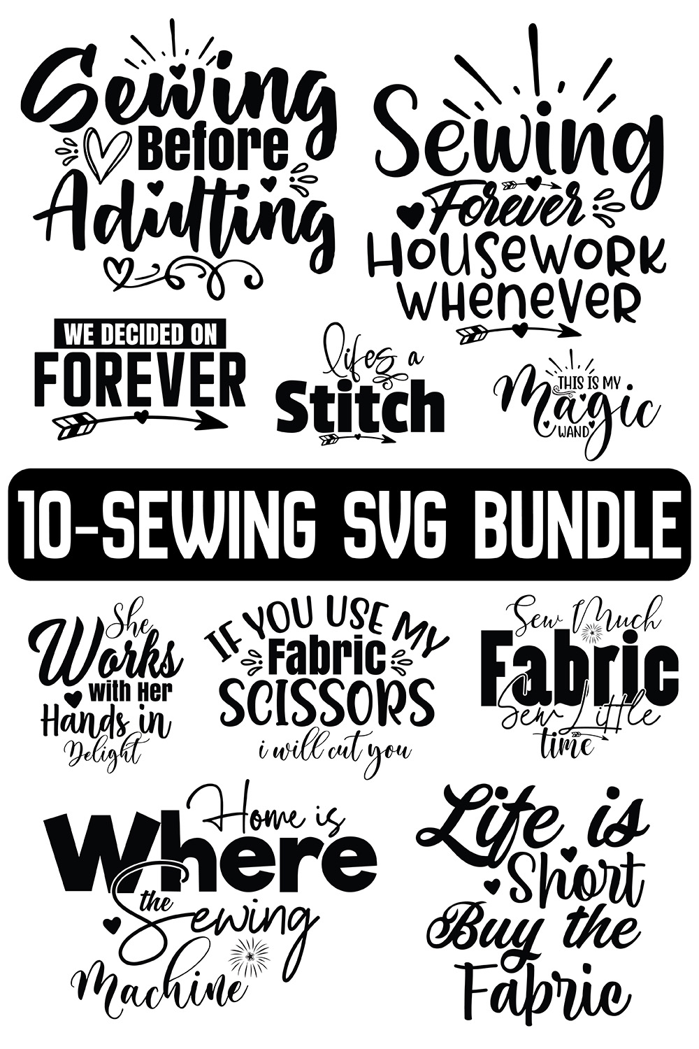 Sewing SVG Design Bundle pinterest image.