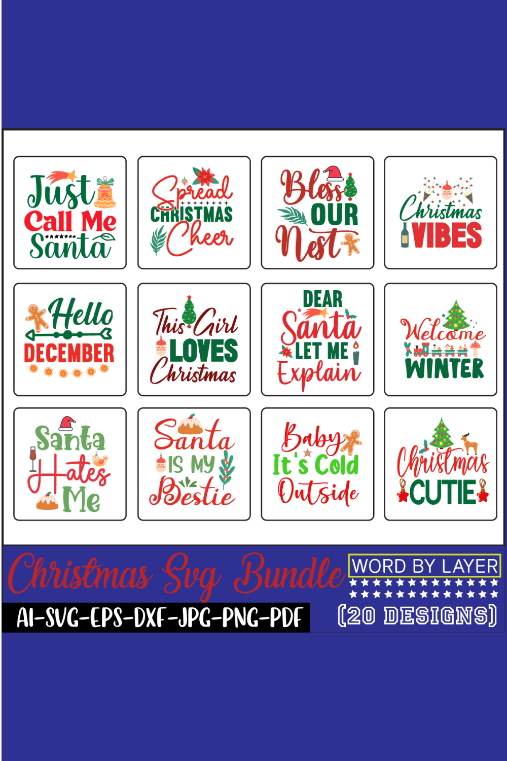 Christmas SVG Design Bundle pinterest image.