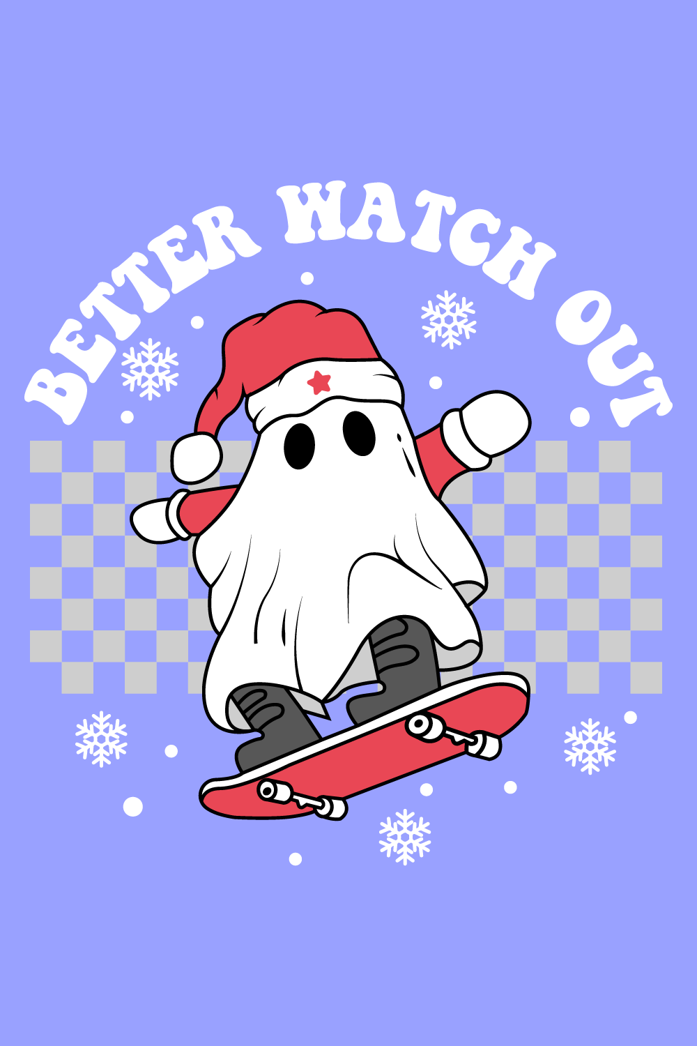 Retro Christmas Ghost Clipart Design pinterest image.