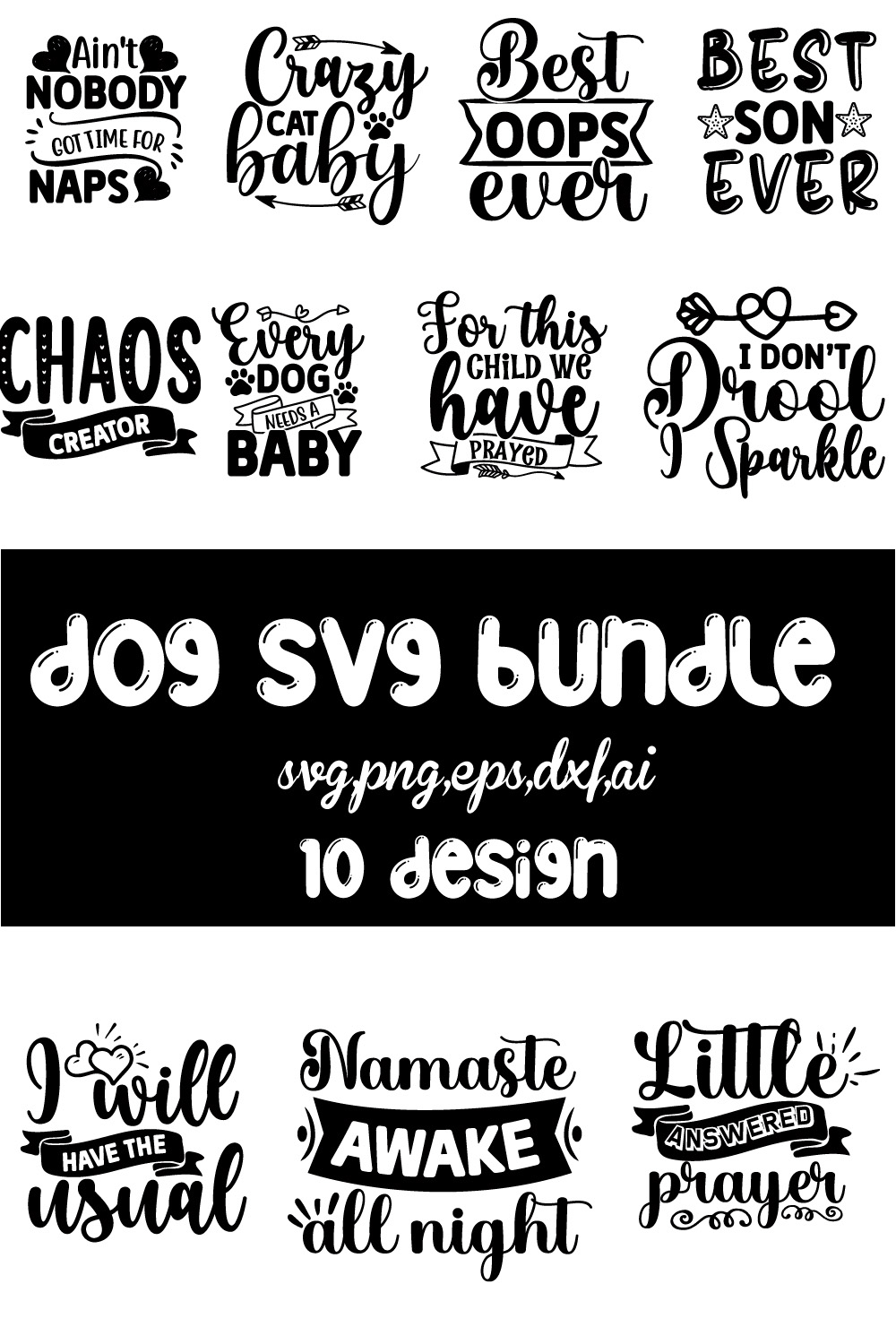 Baby Quotes Typography SVG Design Bundle pinterest image.