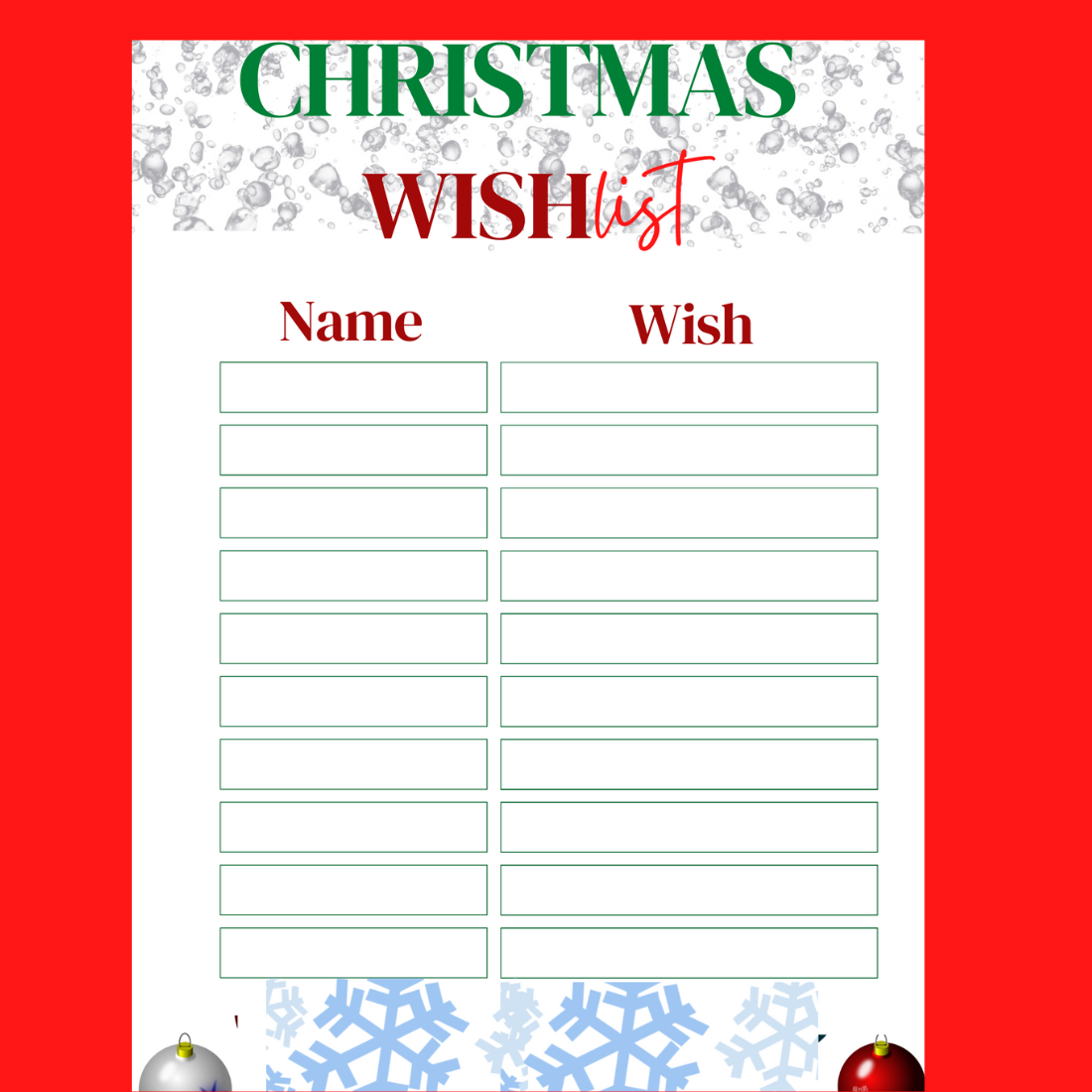 Christmas Wish List Design Template cover image.