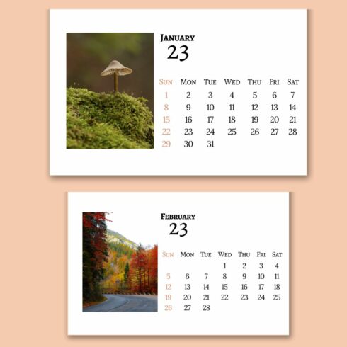 Printable Horizontal Desk Calendar cover image.