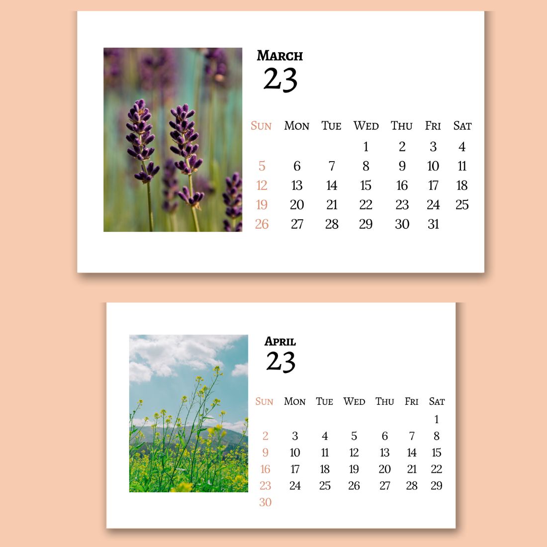 Desk Calendar Printable Horizontal cover image.