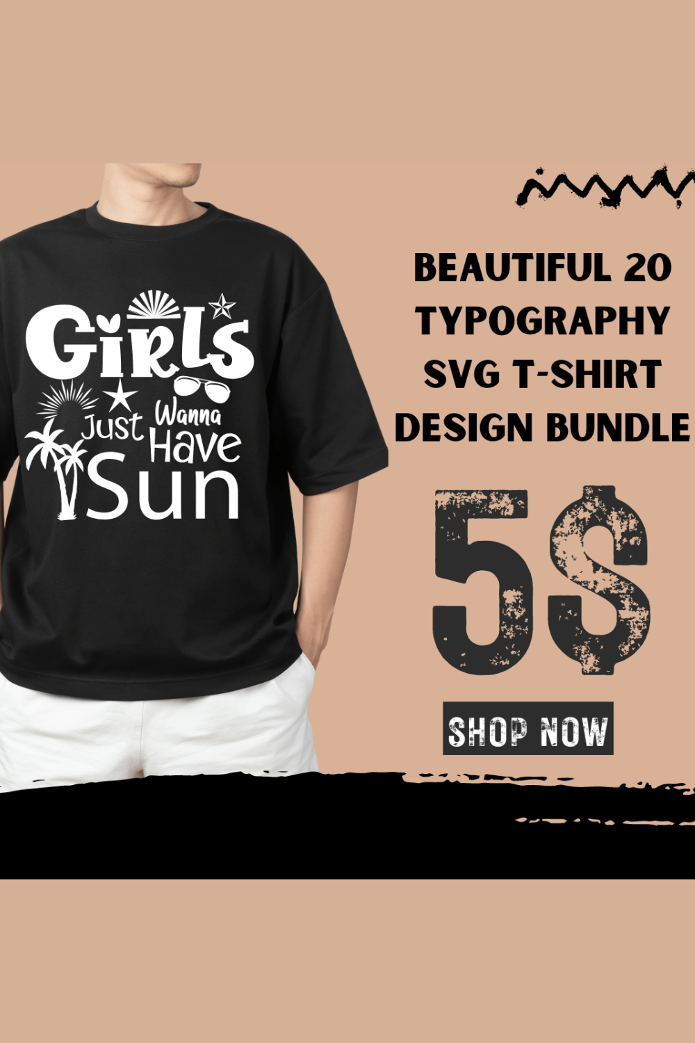 Beautiful T-shirt Typography Eye-catching SVG Design pinterest image.