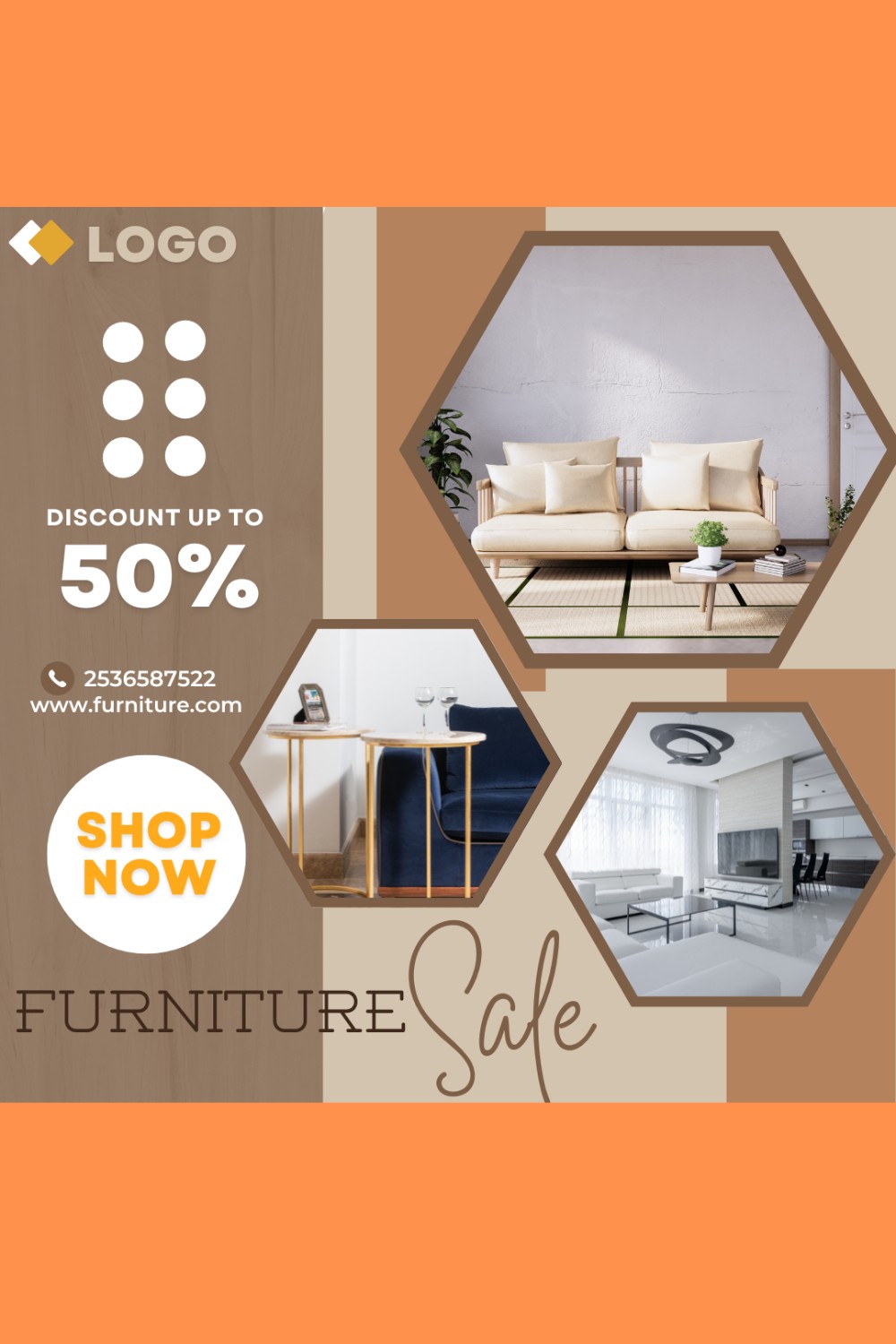 Flyer Furniture Sale Template Design pinterest image.
