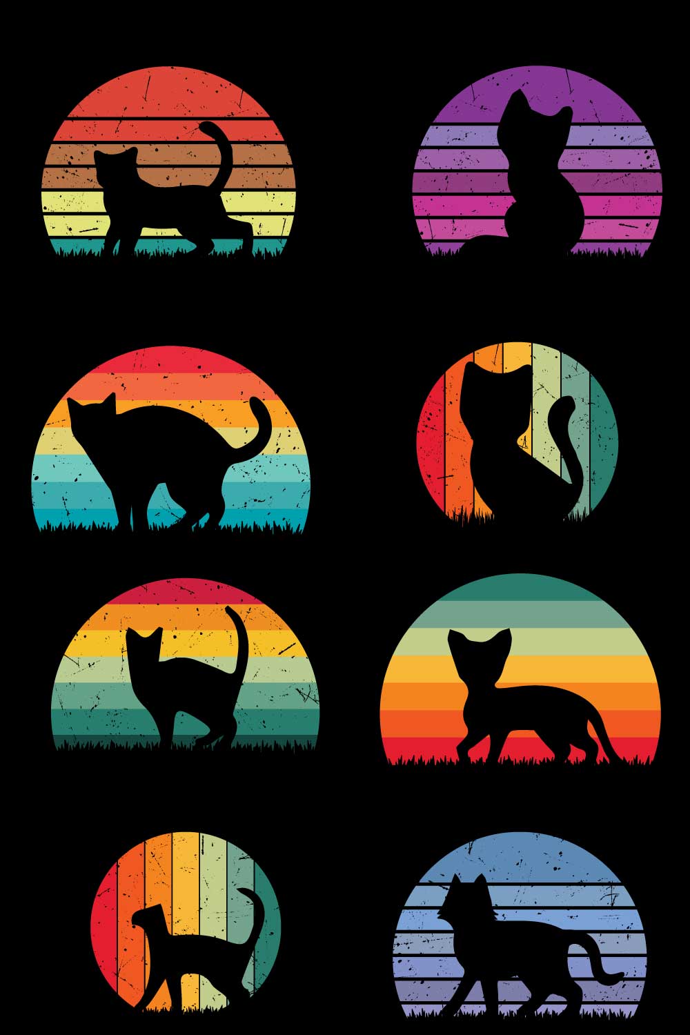 Cat T-shirt Design Bundle pinterest image.