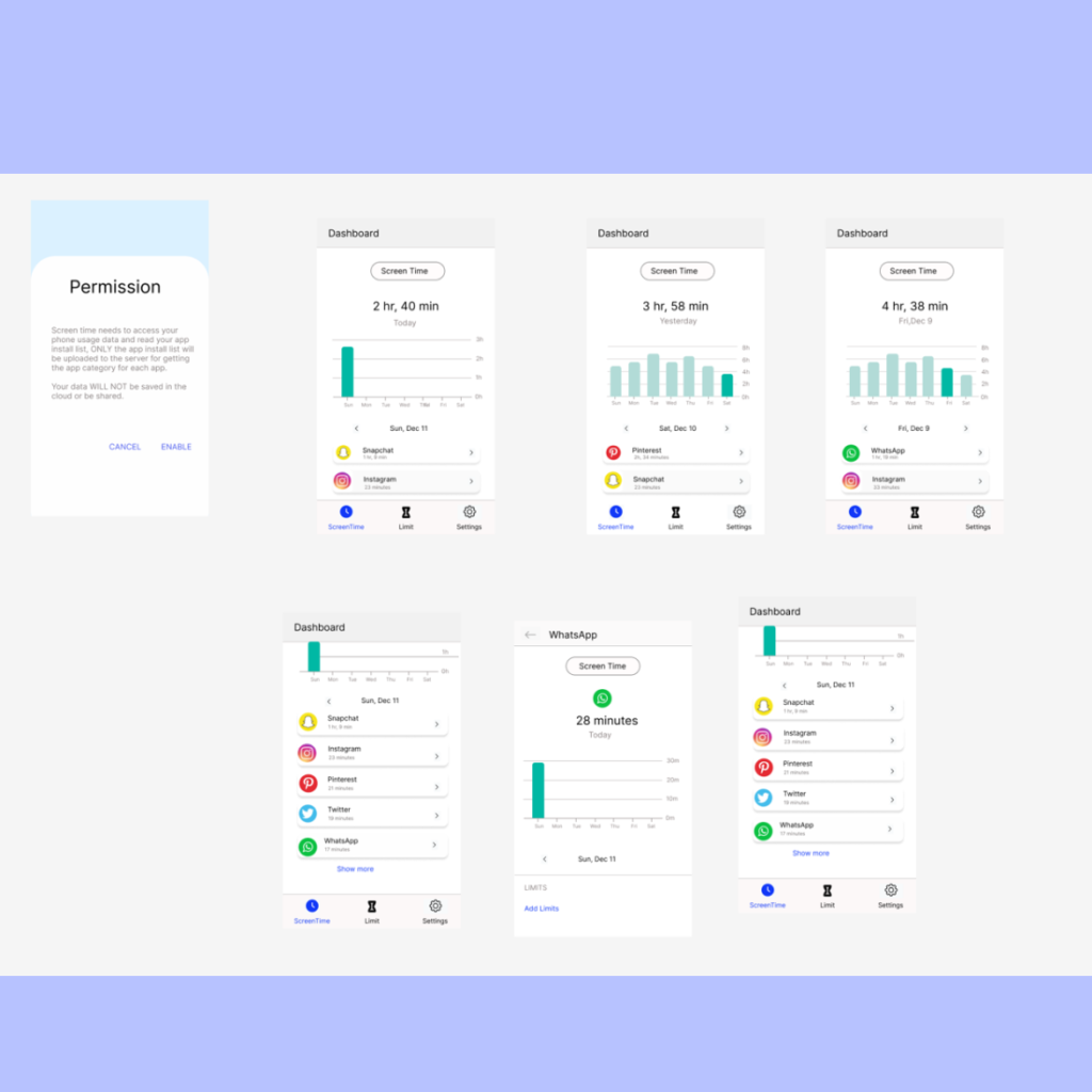 Screentime Mobile App UI Design - MasterBundles