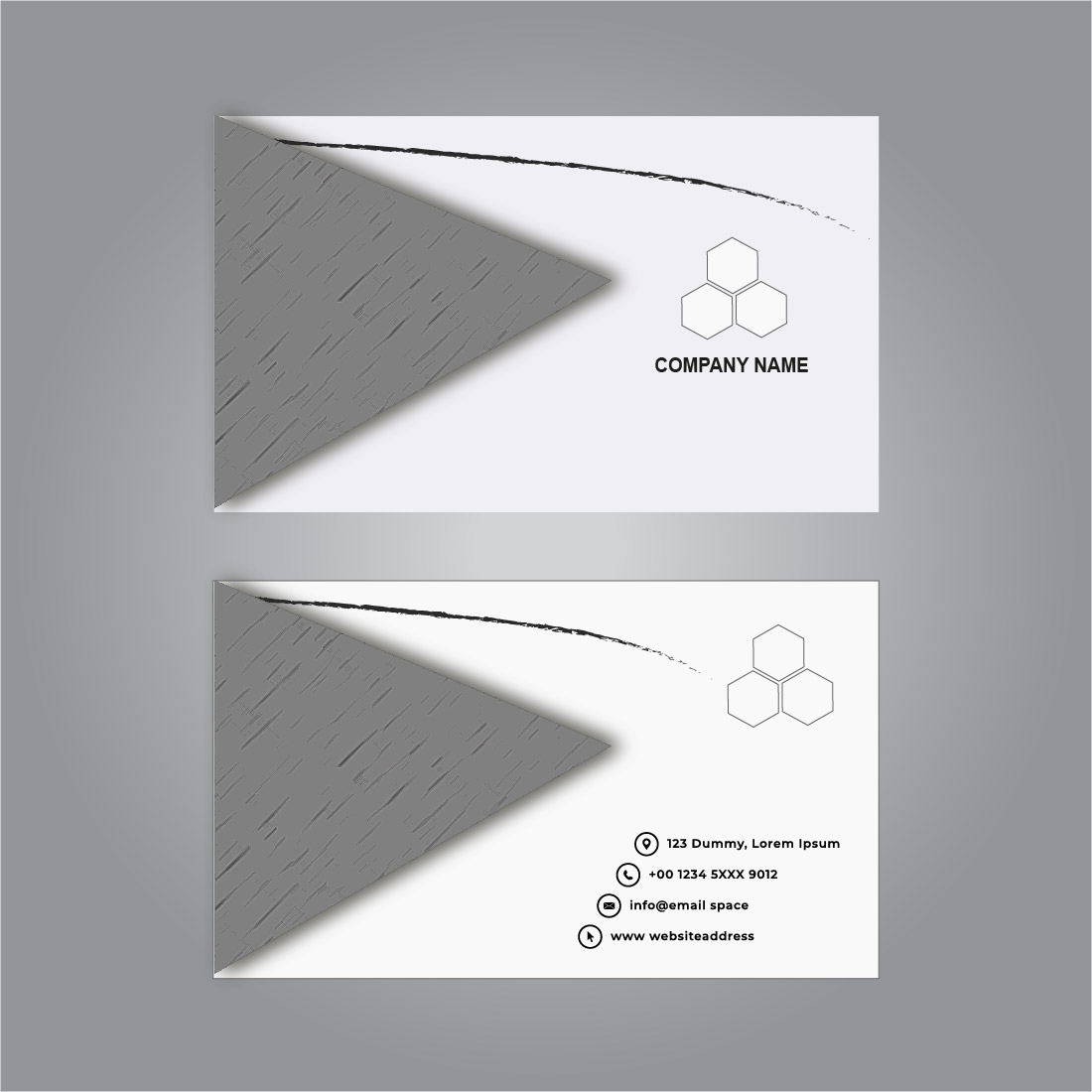 Modern Business Card Grey Design Template preview image.