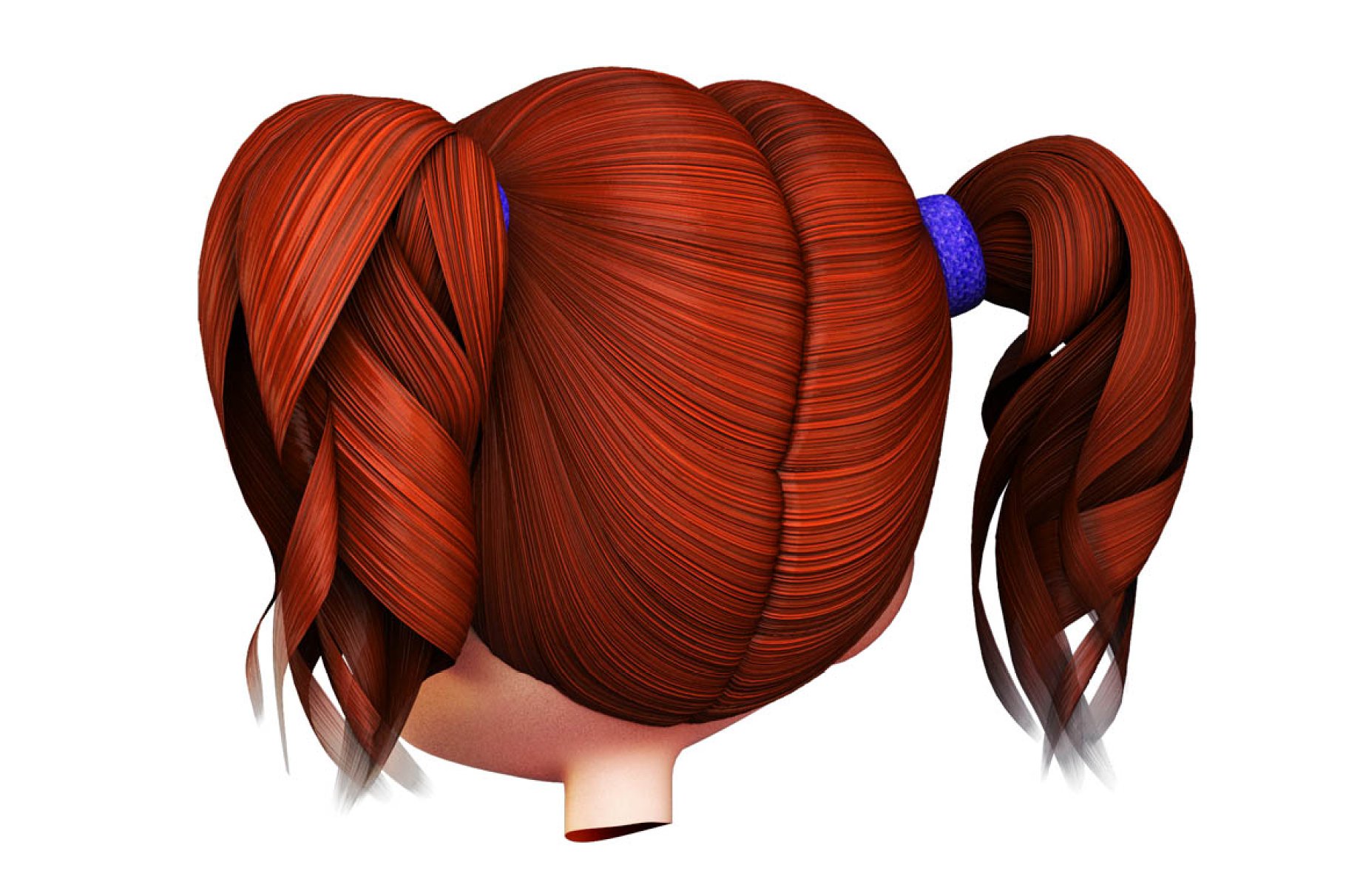 Back color mockup of girl head on a white background.