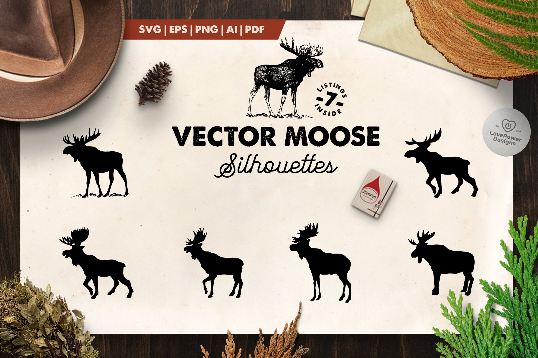 Vector moose collection.