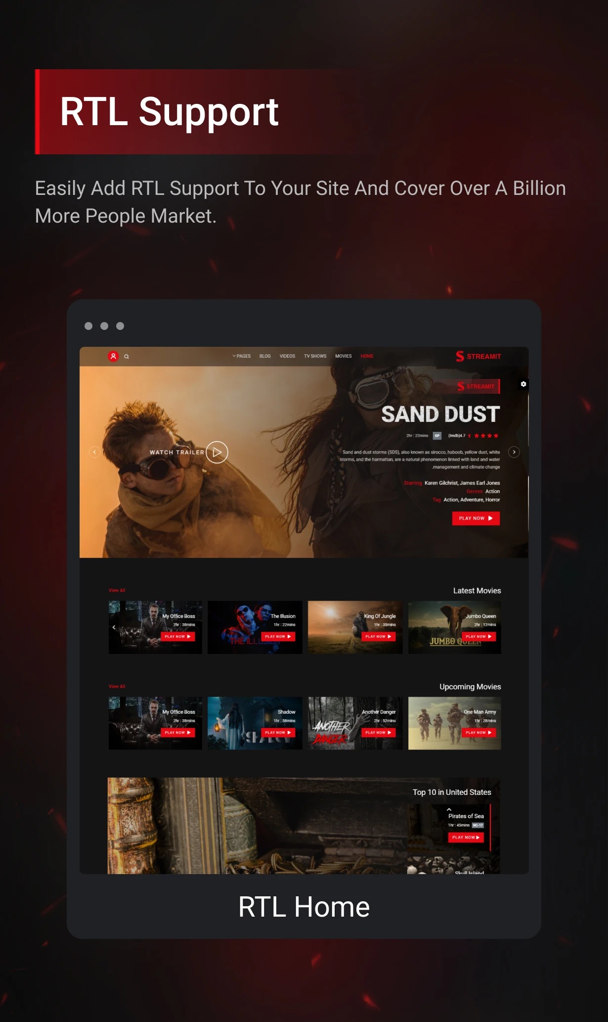 Page image of the wonderful Streamit theme for video streaming sites.