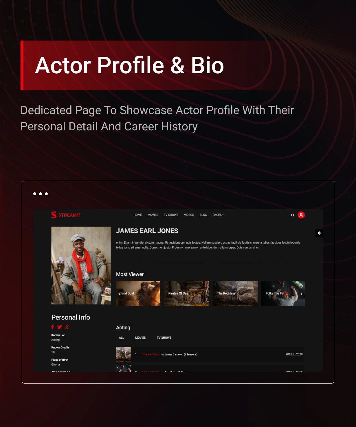 Page image of beautiful Streamit theme for video streaming sites.
