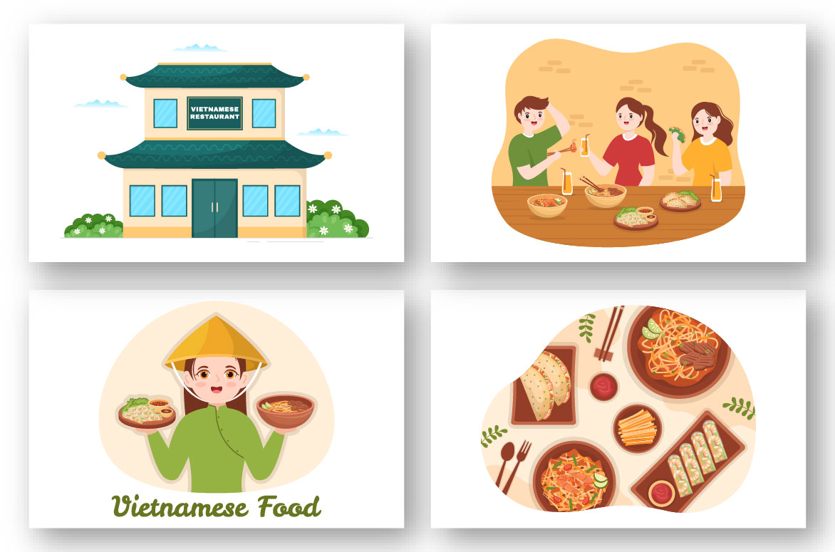 Vietnamese Cuisine Restaurant Graphics Design preview image.