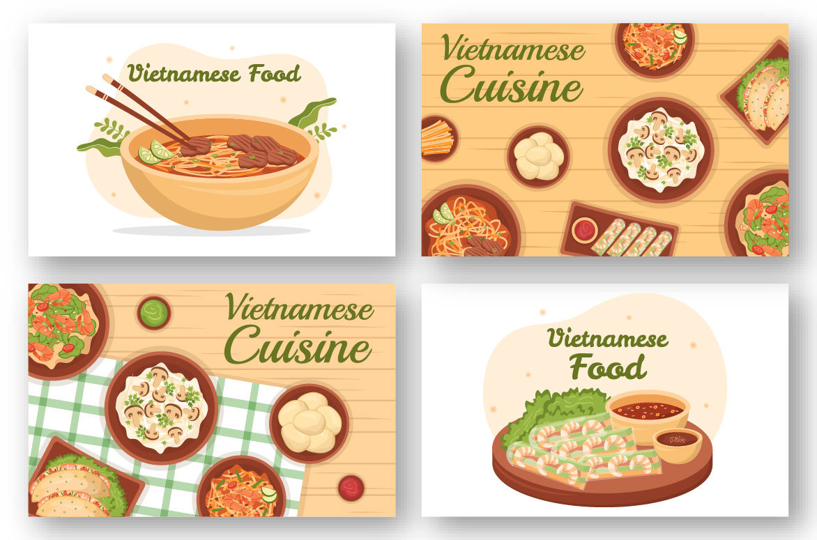 Vietnamese Food Restaurant Illustration preview image.