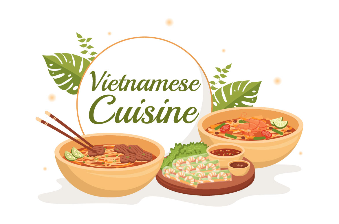 Cartoon Vietnamese Food Restaurant Graphics Design preview image.