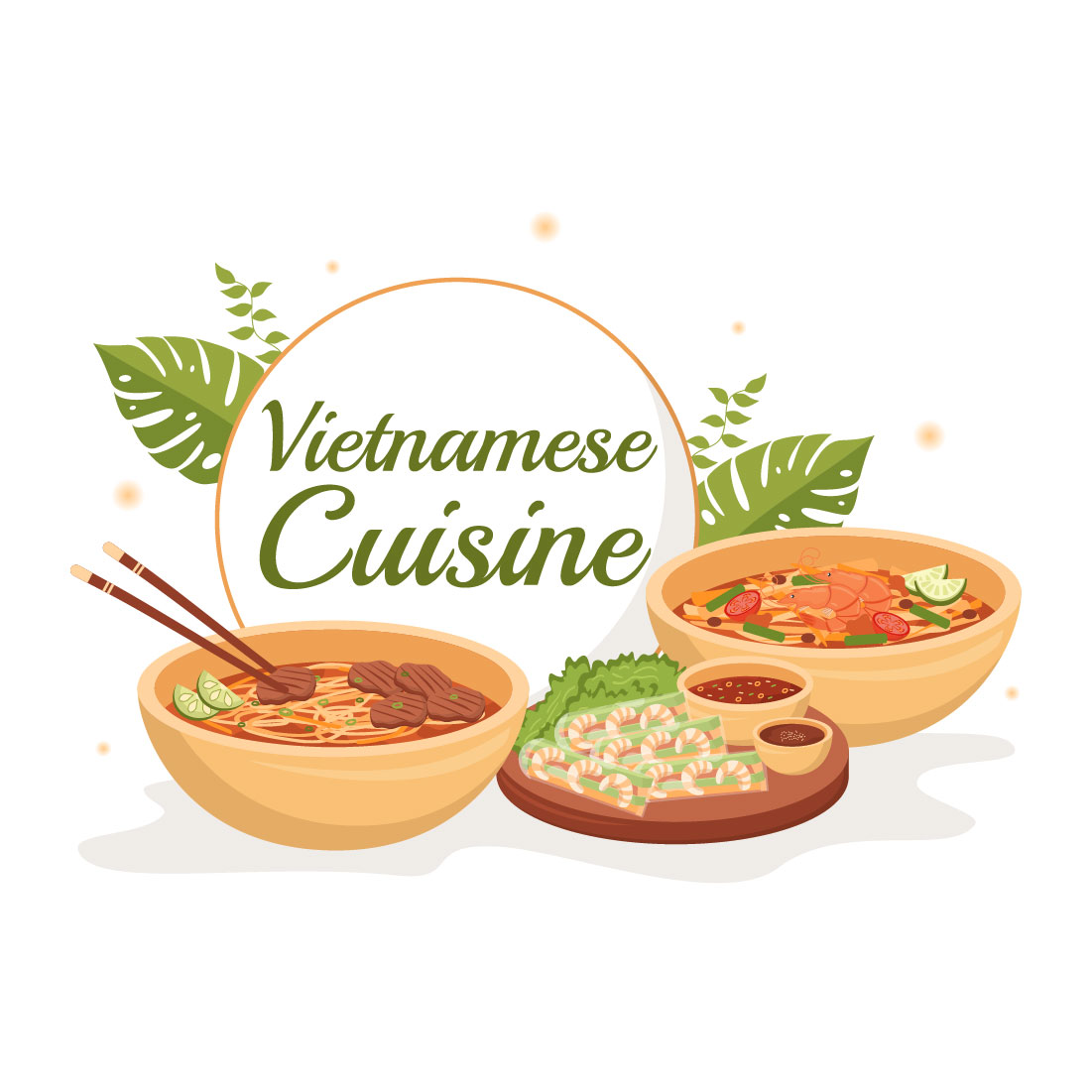 Vietnamese Food Restaurant Illustration cover image.