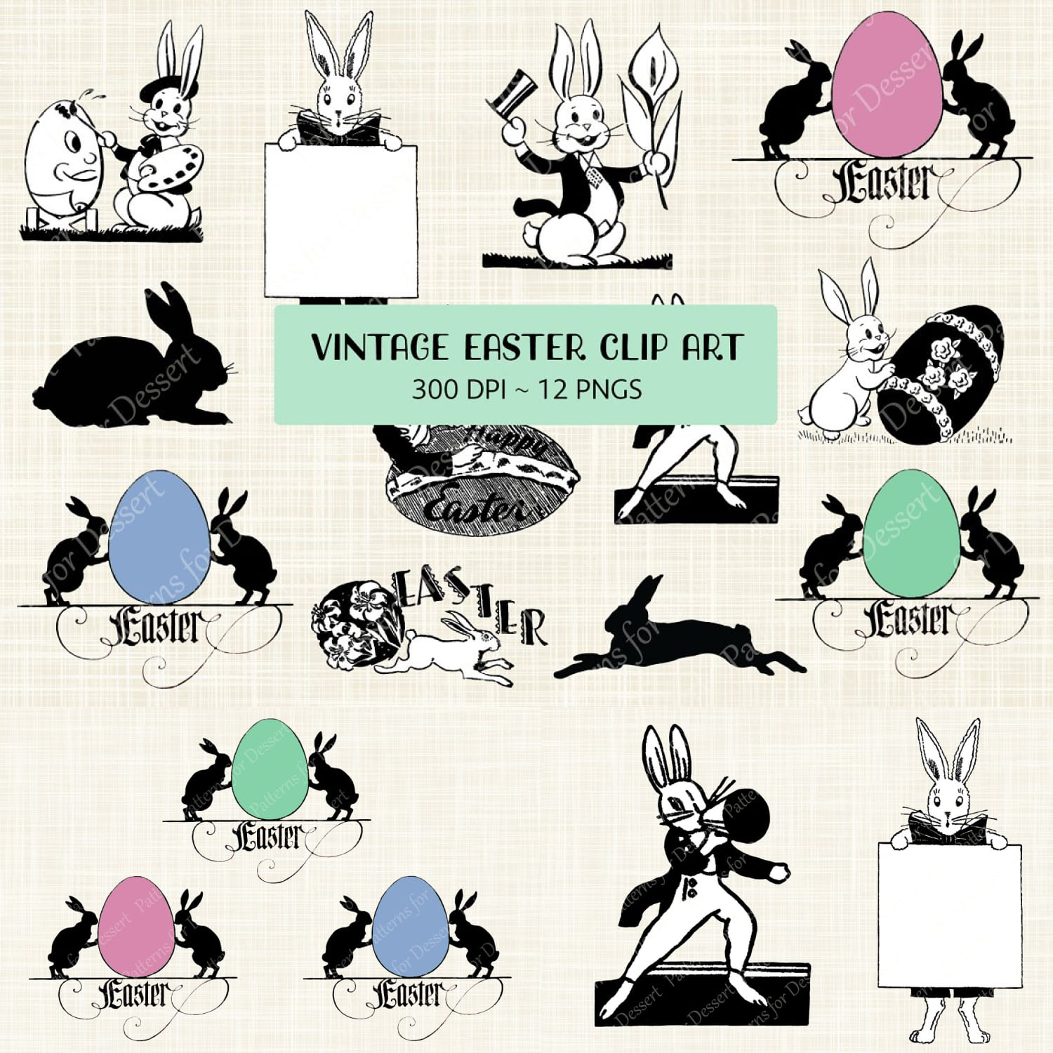 vintage rabbit clip art