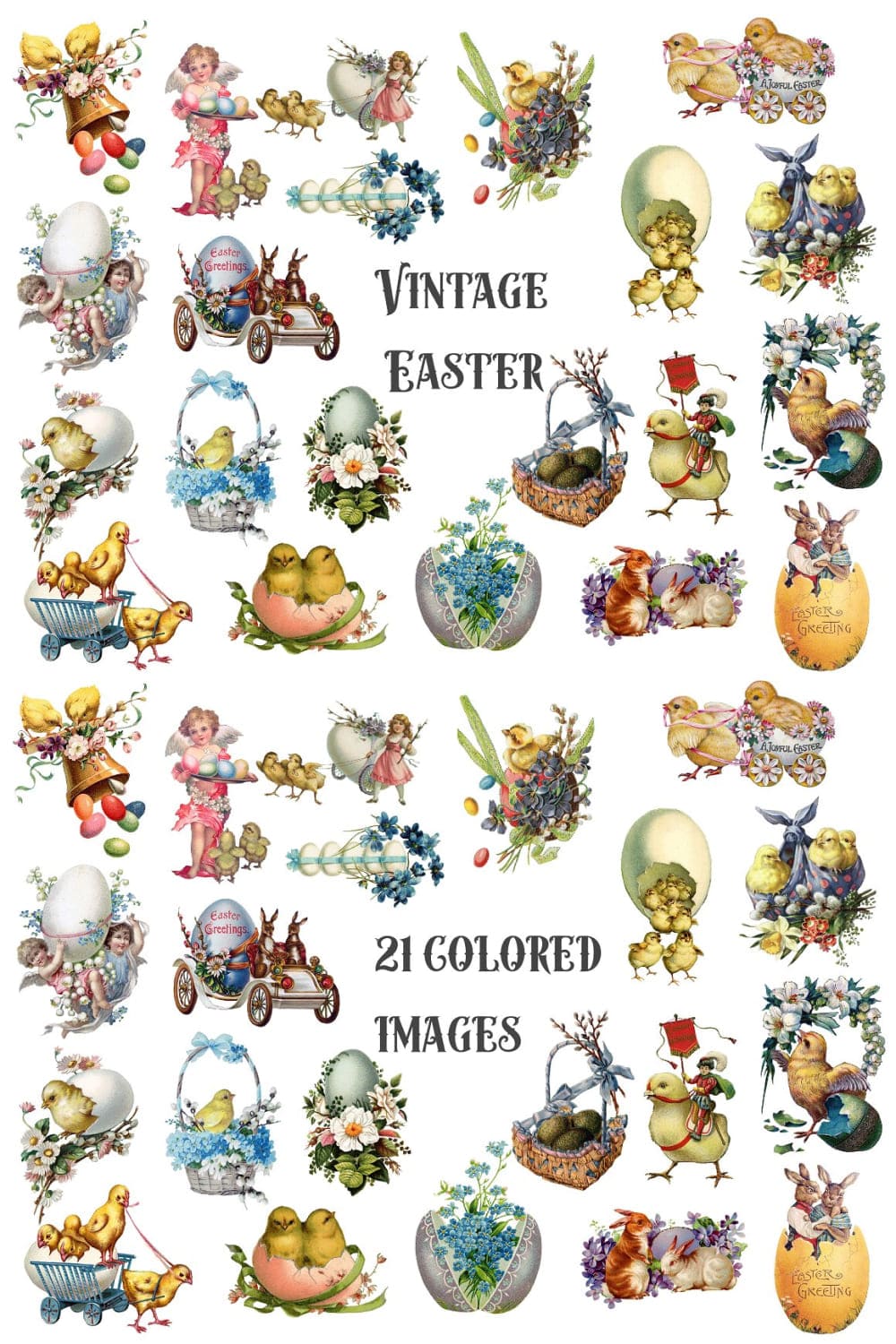 Vintage Easter Clipart - pinterest image preview.