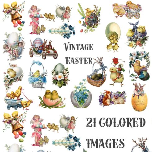 Vintage Easter Clipart - main image preview.