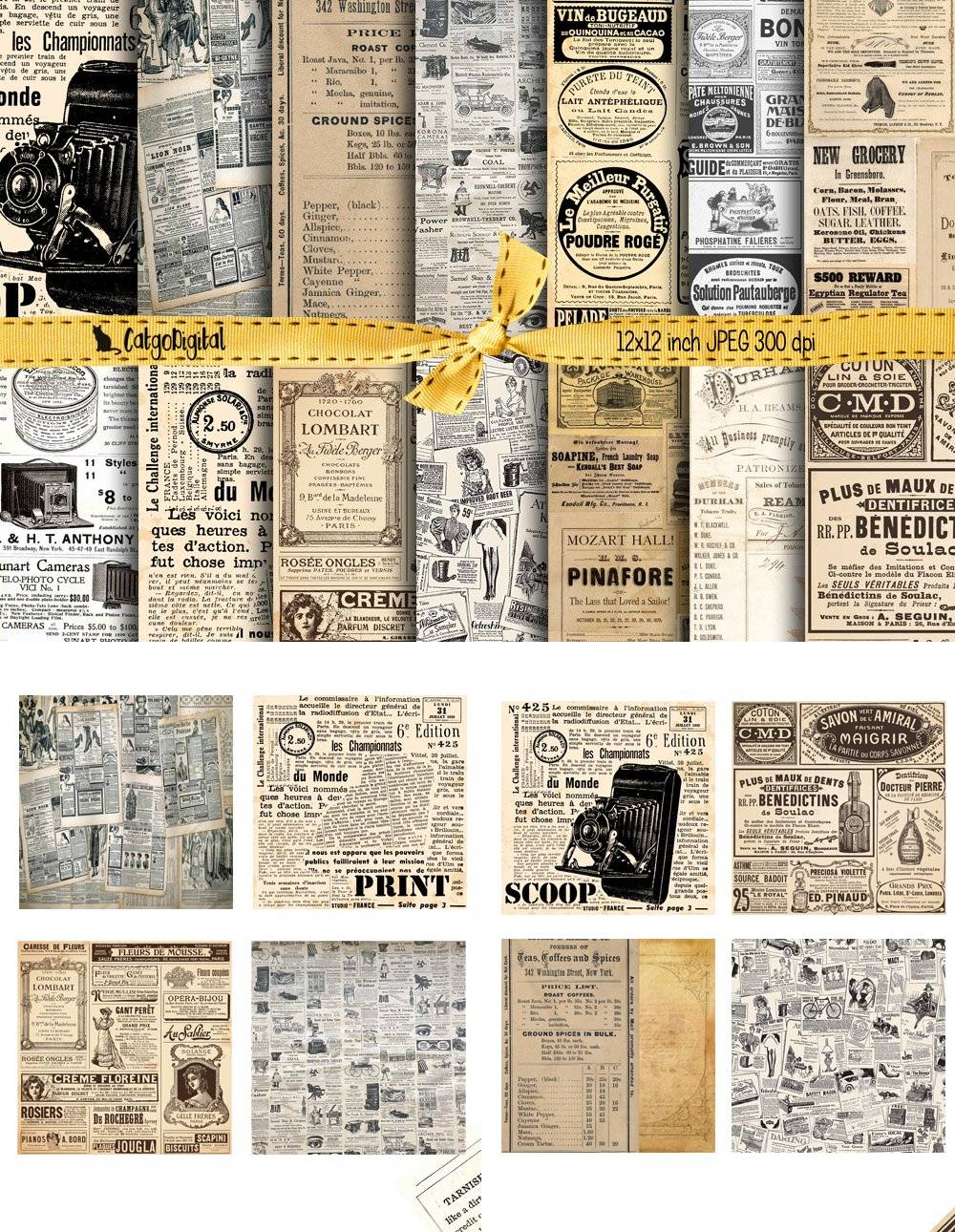 Vintage Newspapers Digital Papers Texture - Pinterest.