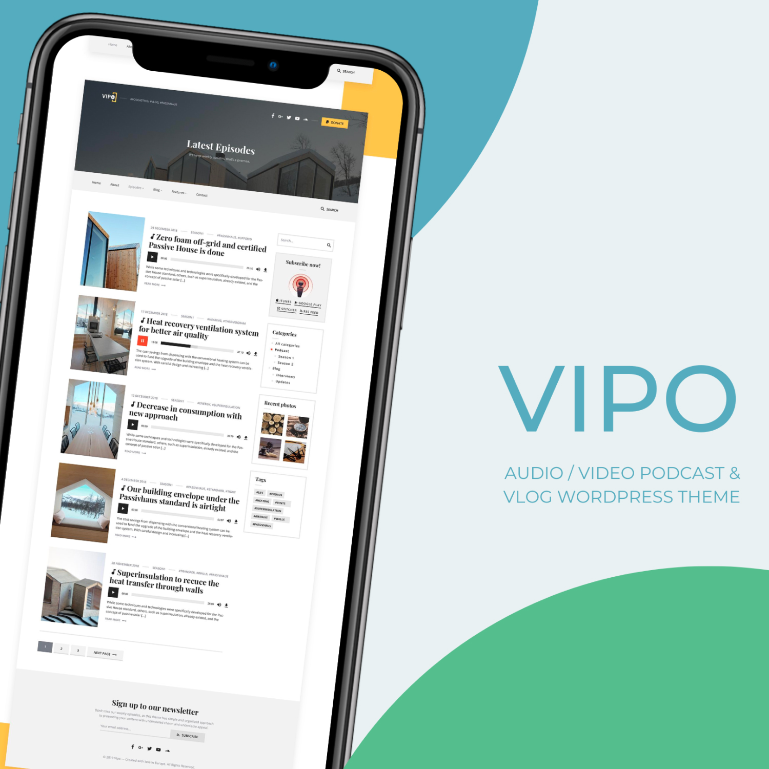 Vipo - Audio / Video Podcast & Vlog WordPress Theme.