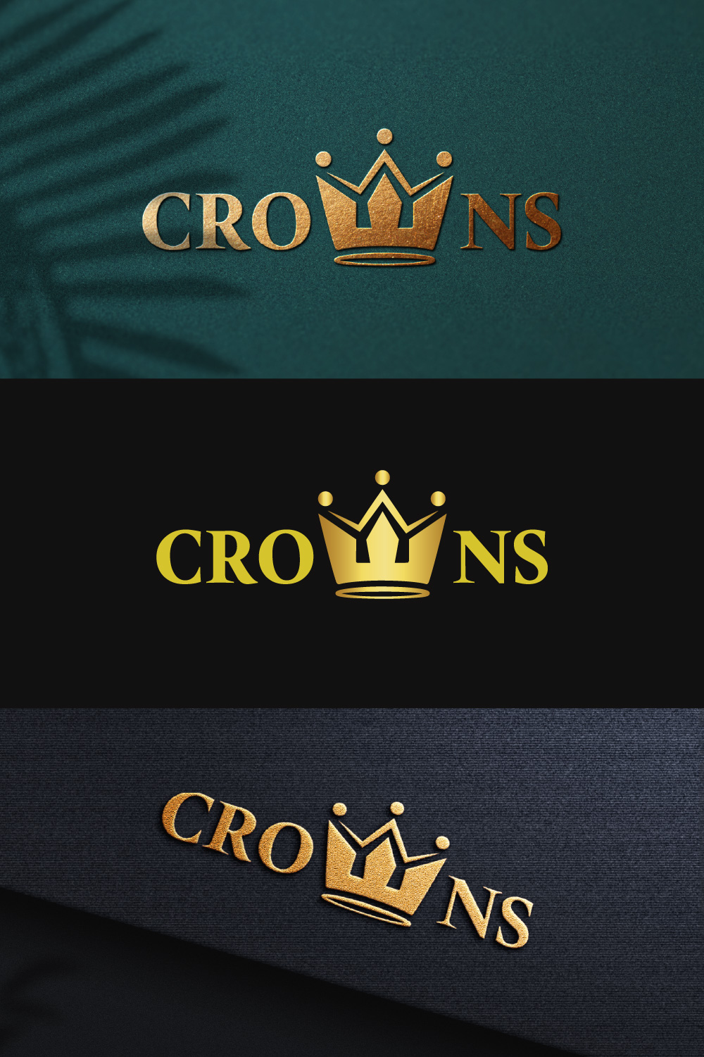 W Letter Crown Wordmark Logo Design Template pinterest image.