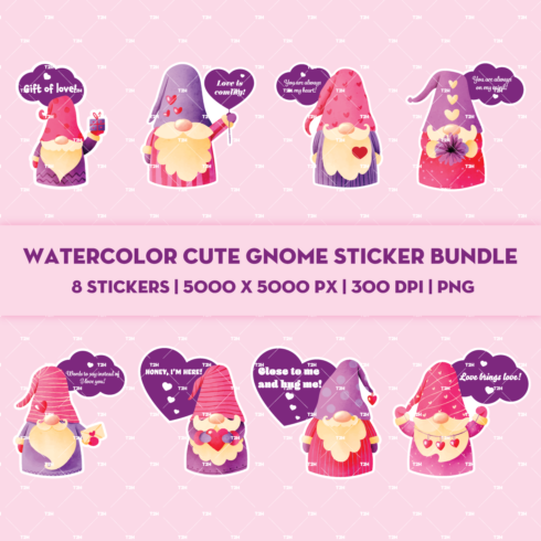 Watercolor Cute Gnome Sticker Bundle | MasterBundles