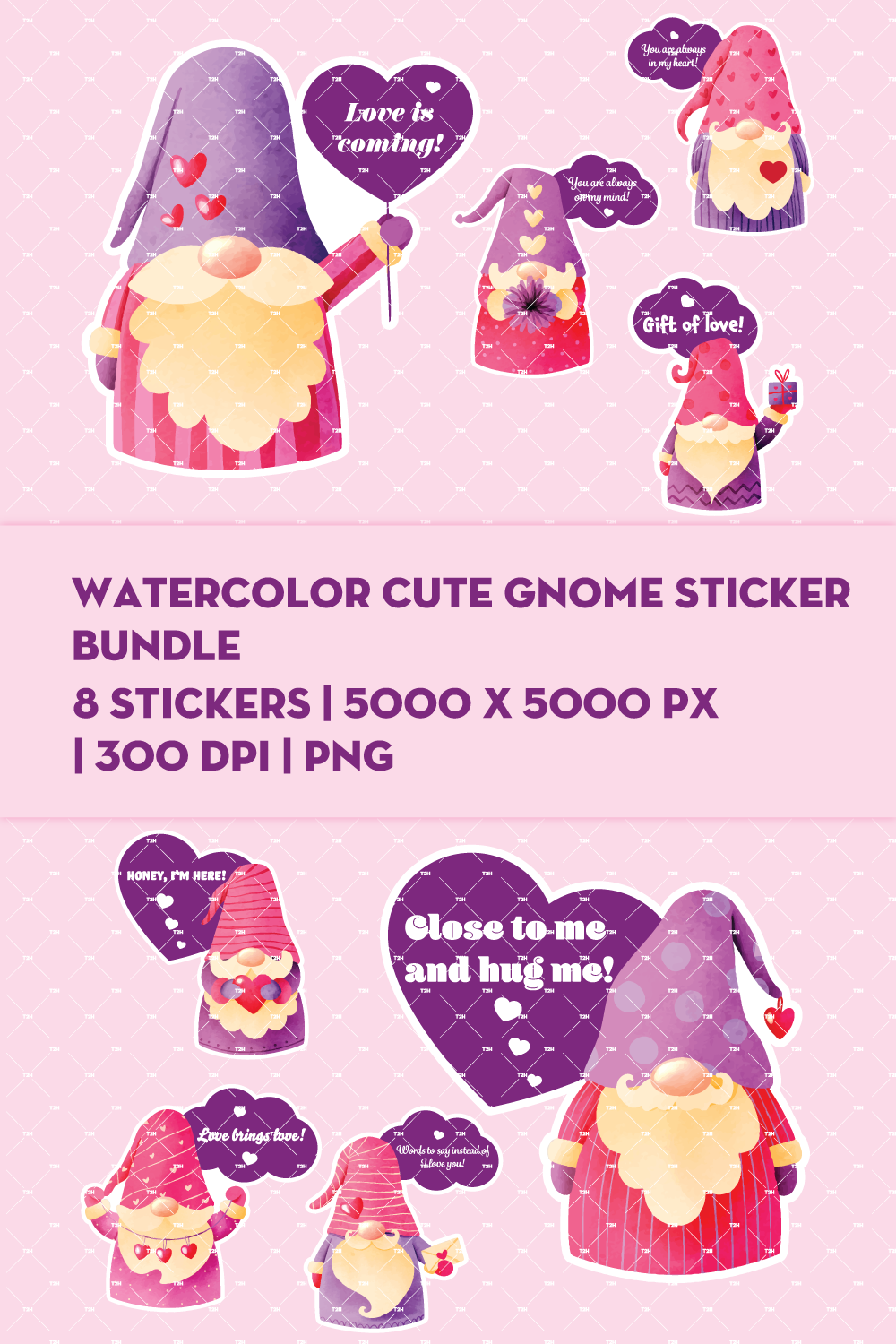 Watercolor Cute Gnome Sticker Bundle | MasterBundles