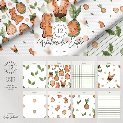 Watercolor Easter seamless pattern - main image preview.