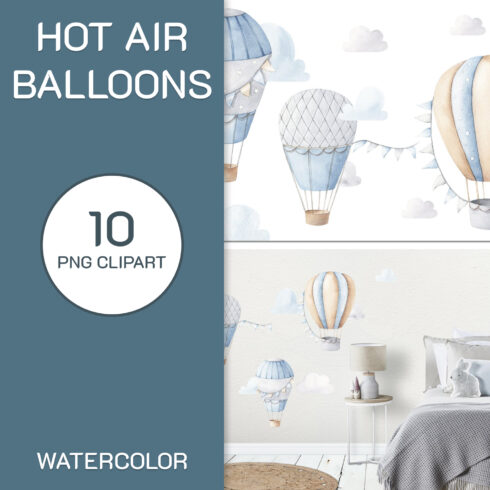 Watercolor Hot Air Balloons.