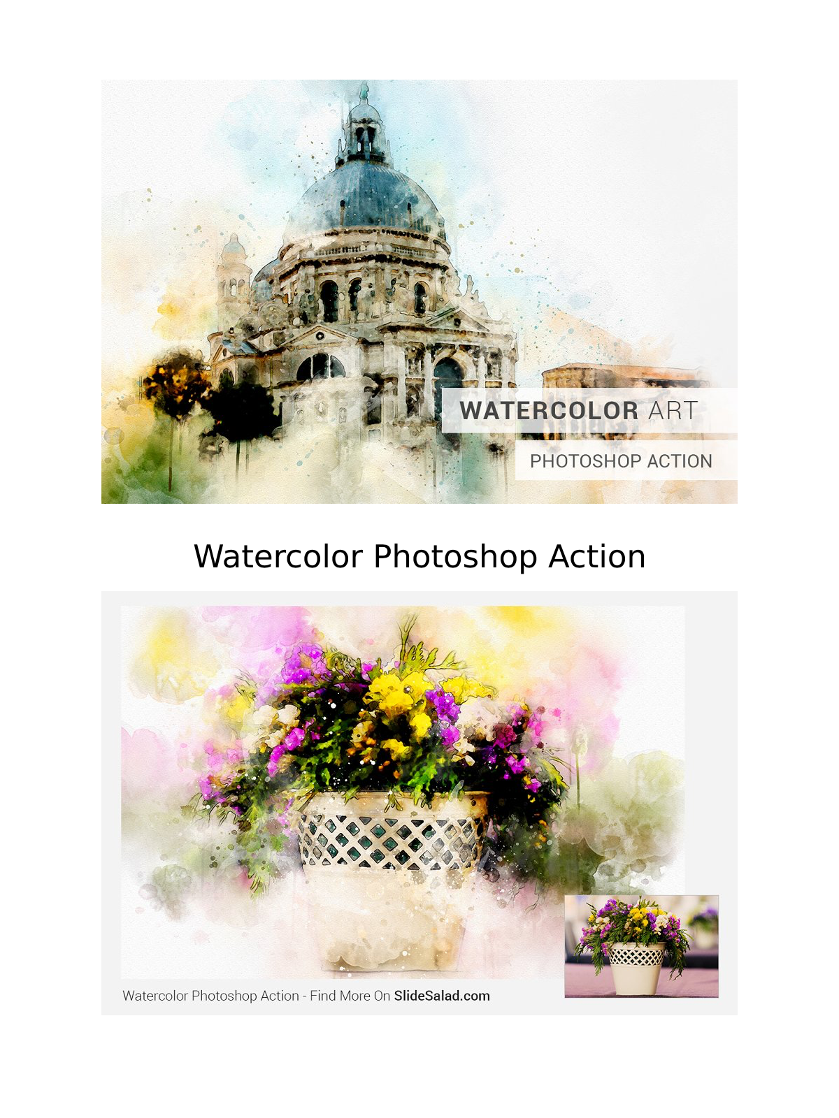 Watercolor photoshop action pinterest image preview. 778