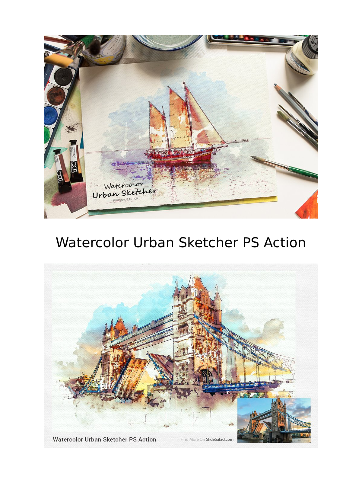 Watercolor urban sketcher ps action pinterest image preview.