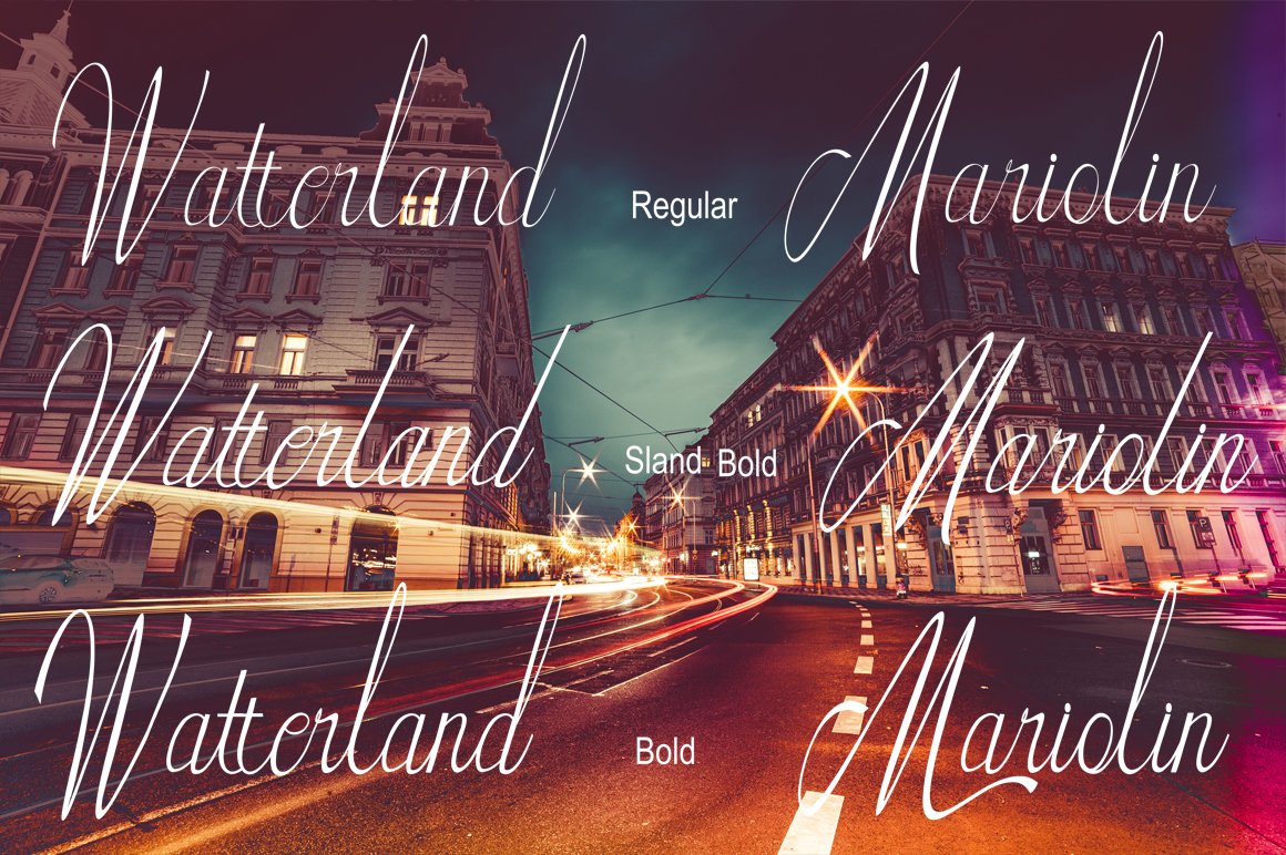 An image showing off the beautiful Watterland font styles.