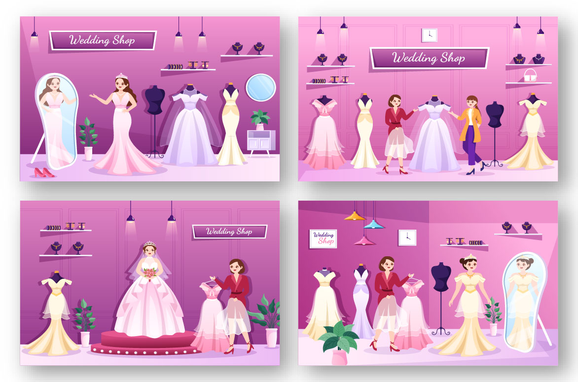 Cartoon Wedding Shop Graphics Design preview image.
