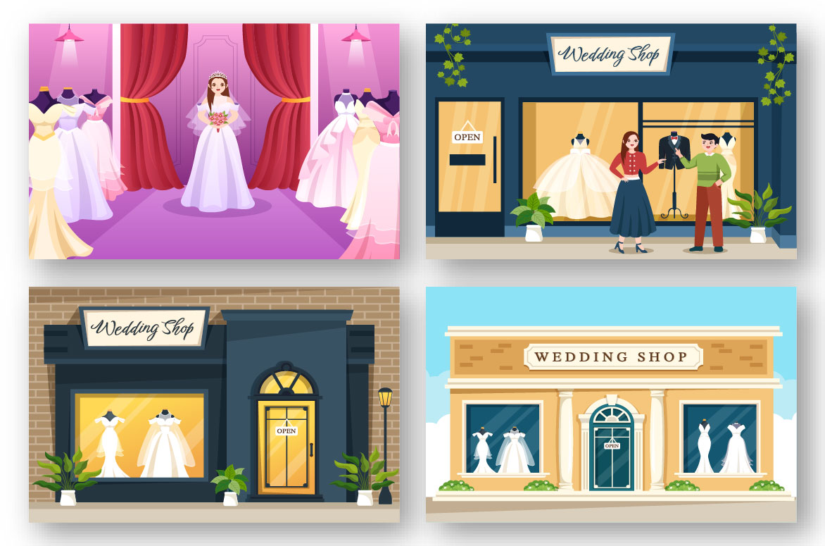 Wedding Shop Cartoon Graphics Design preview image.