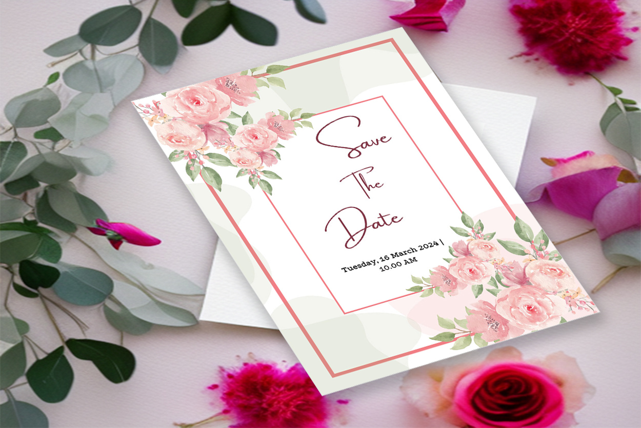 Image of gorgeous wedding invitation with floral design.