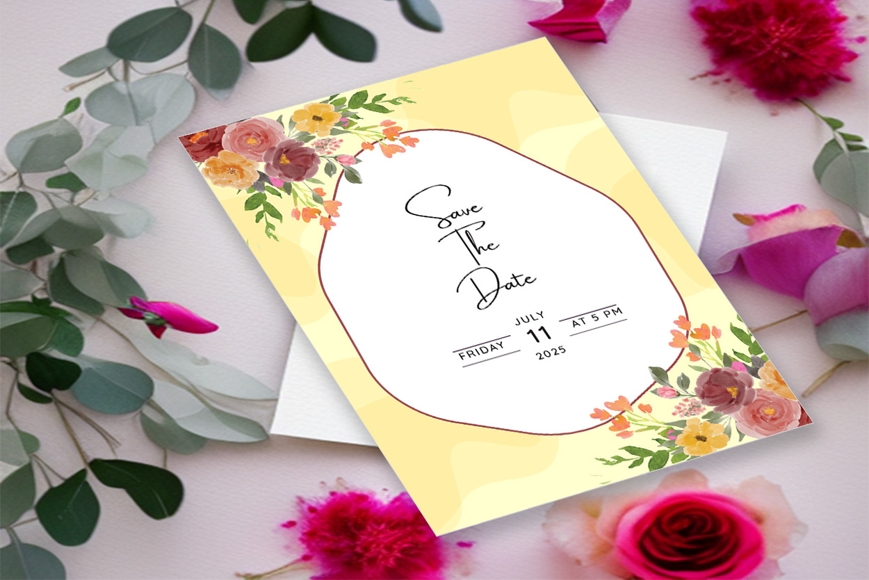 Image of enchanting wedding invitation with floral design.