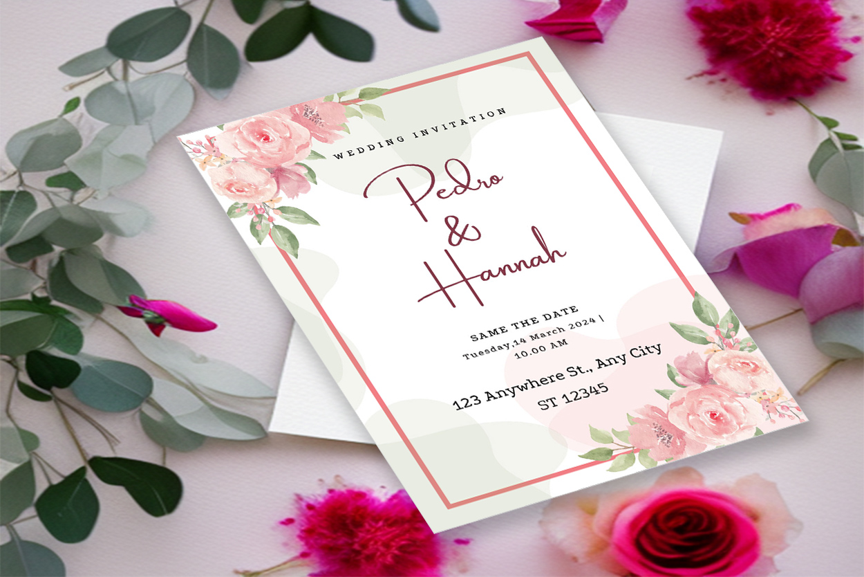 Image of exquisite wedding invitation with floral design.