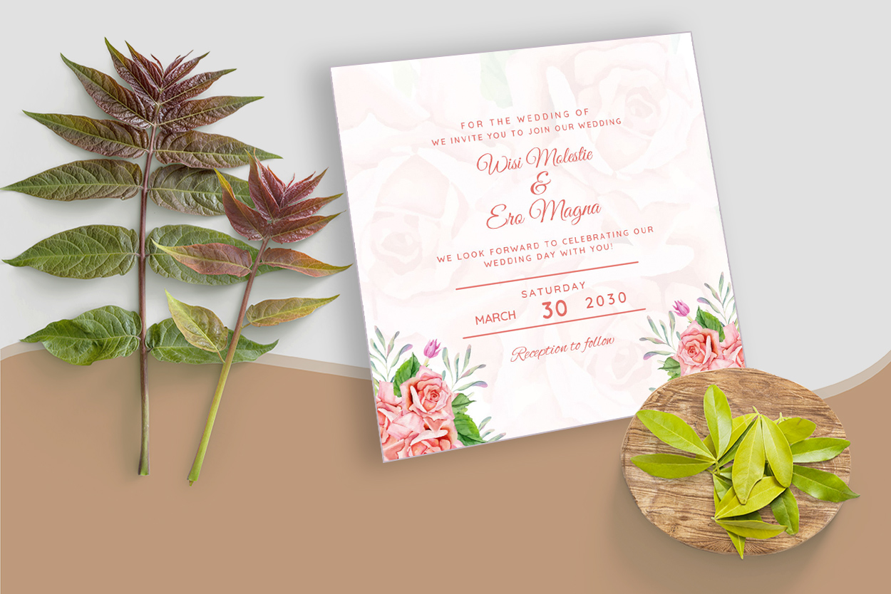 Floral Wedding Invitation Card Design preview image.